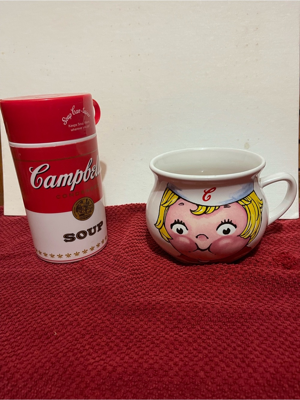 Red Soup Can Thermos and Character Ceramic Mug Set